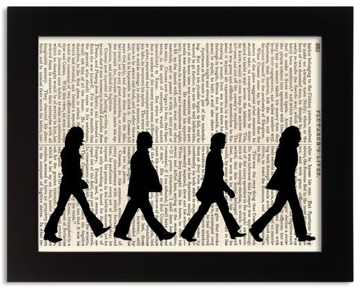 Beatles Abbey Road Silhouette Antique Book Art Print