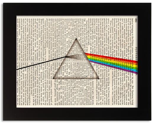 Pink Floyd Dark Side of the Moon Antique Book Art Print