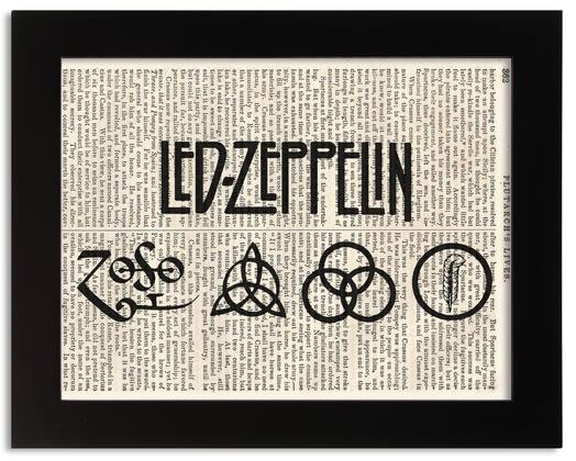 Led Zeppelin Runes Antique Book Art Print