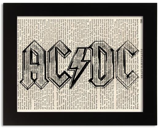 AC/DC Antique Book Art Print