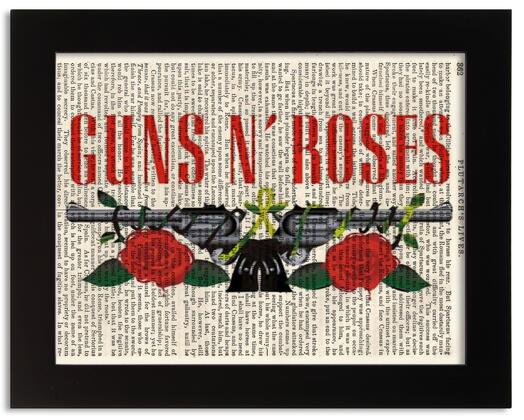 Guns N Roses Antique Book Art Print