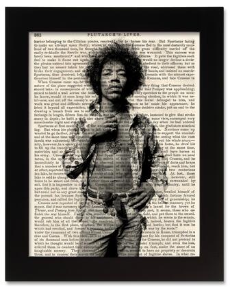 Jimi Hendrix Antique Book Art Print